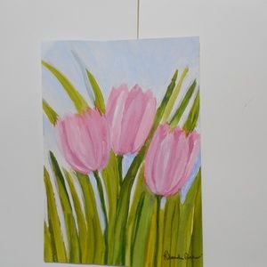 Pink Tulips Acrylic Painting